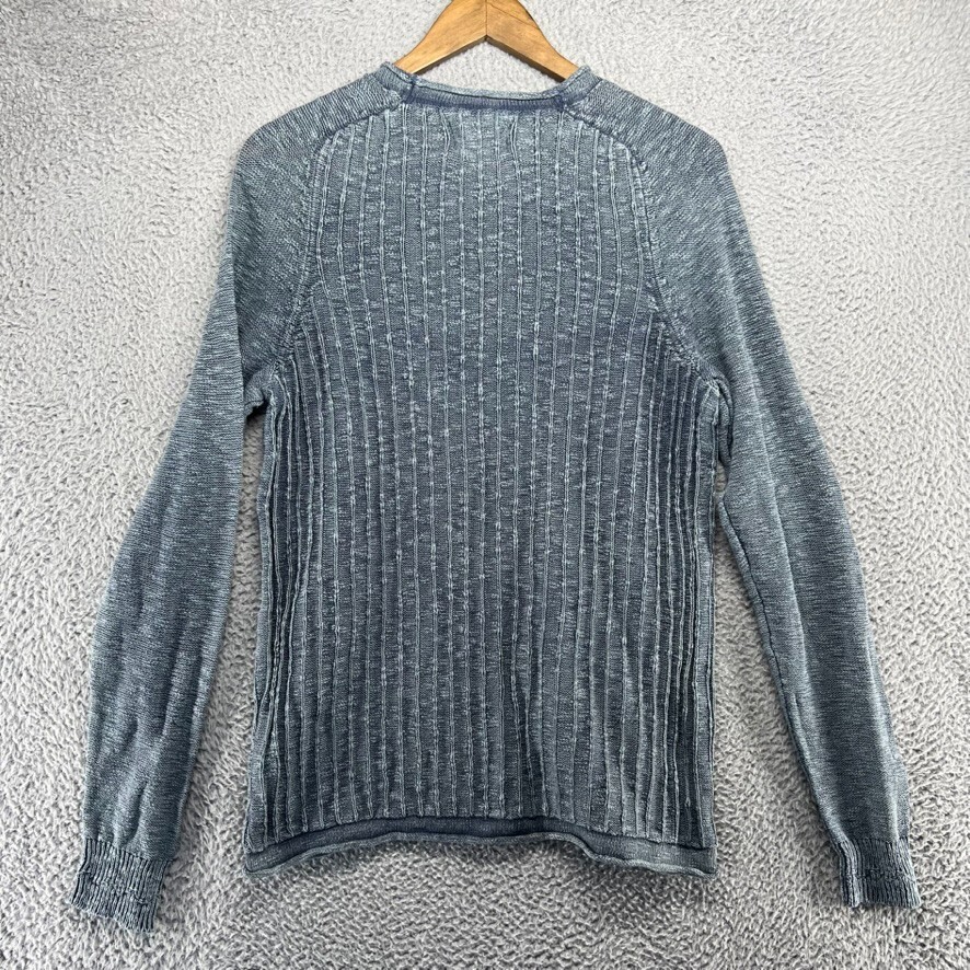 Carbon 2 Cobalt Sweater Mens Small Knit Textured Cotton Pullover Faded