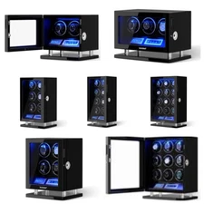 Fingerprint Unlock Automatic 3-12 Watch Winder Box LCD Touch Screen Display Case