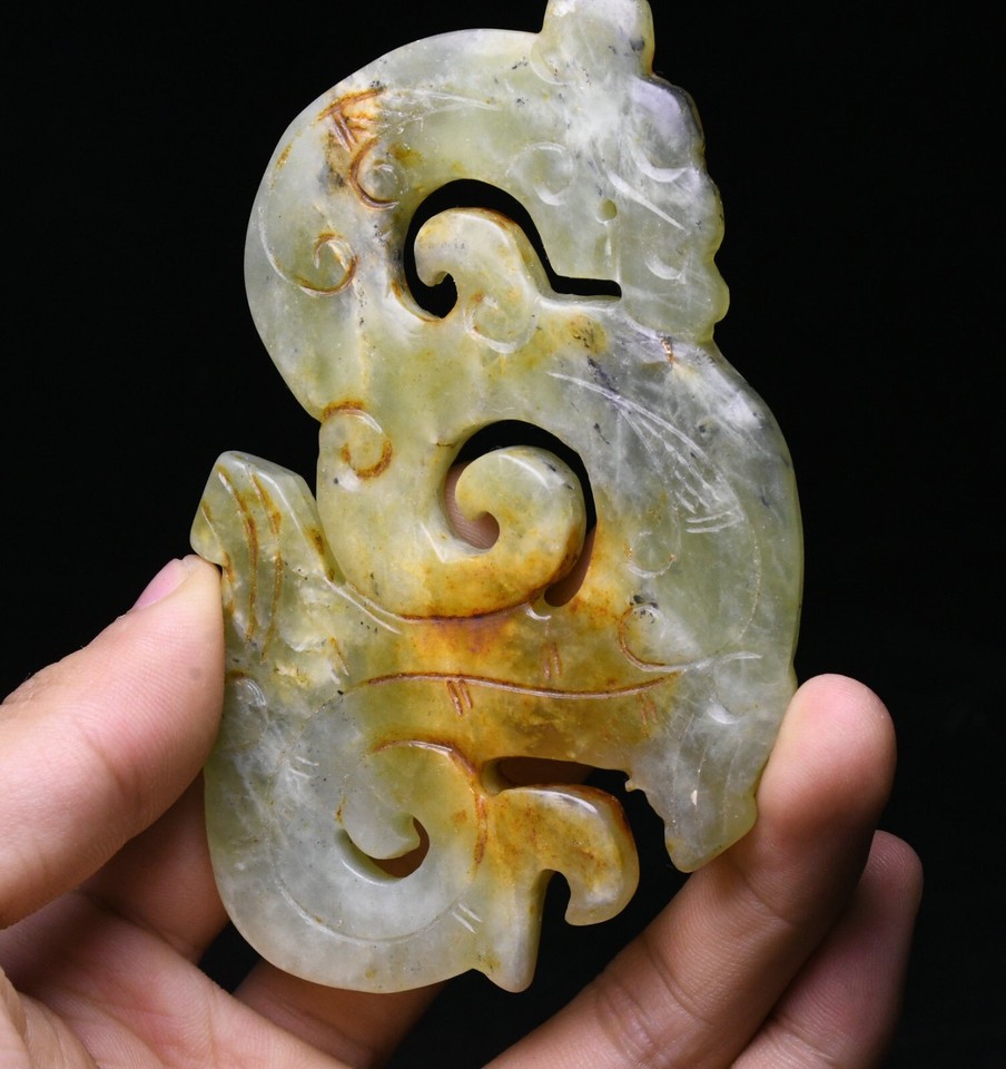 10.5CM China Hongshan Culture Old Jade Carved Dragon Beast Animal ...