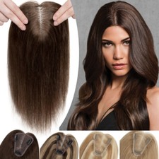 Free Part Women Topper 100 Human Hair Top Toupee Piece Clip in Real Hairpiece A