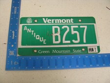 2001 01 VERMONT VT LICENSE PLATE TAG ANTIQUE CAR VEHICLE #B257