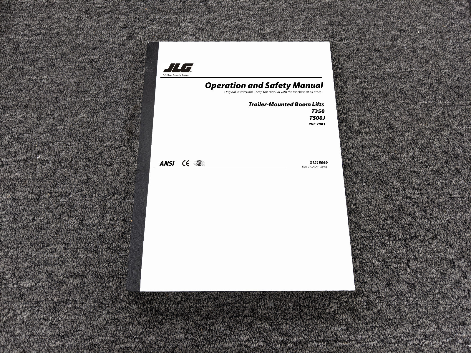 JLG T350 T500J Trailer Mounted Boom Lift PVC2001 Safety Operator Manual ...