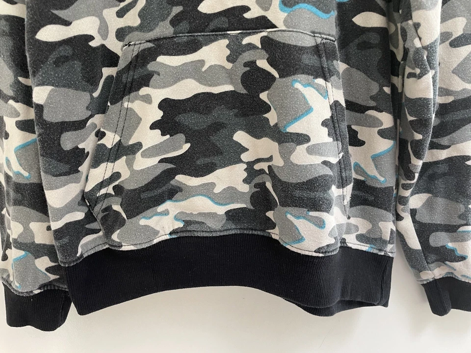 Acogedor Pullover Sudadera con Capucha Fila Niños Azul Gris Negro Estampado Camuflaje Negro Talla S 8 Foto 4 de 4