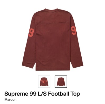 Supreme 99 L/S Football Top / Maroon / Size Small / SS24 | eBay UK