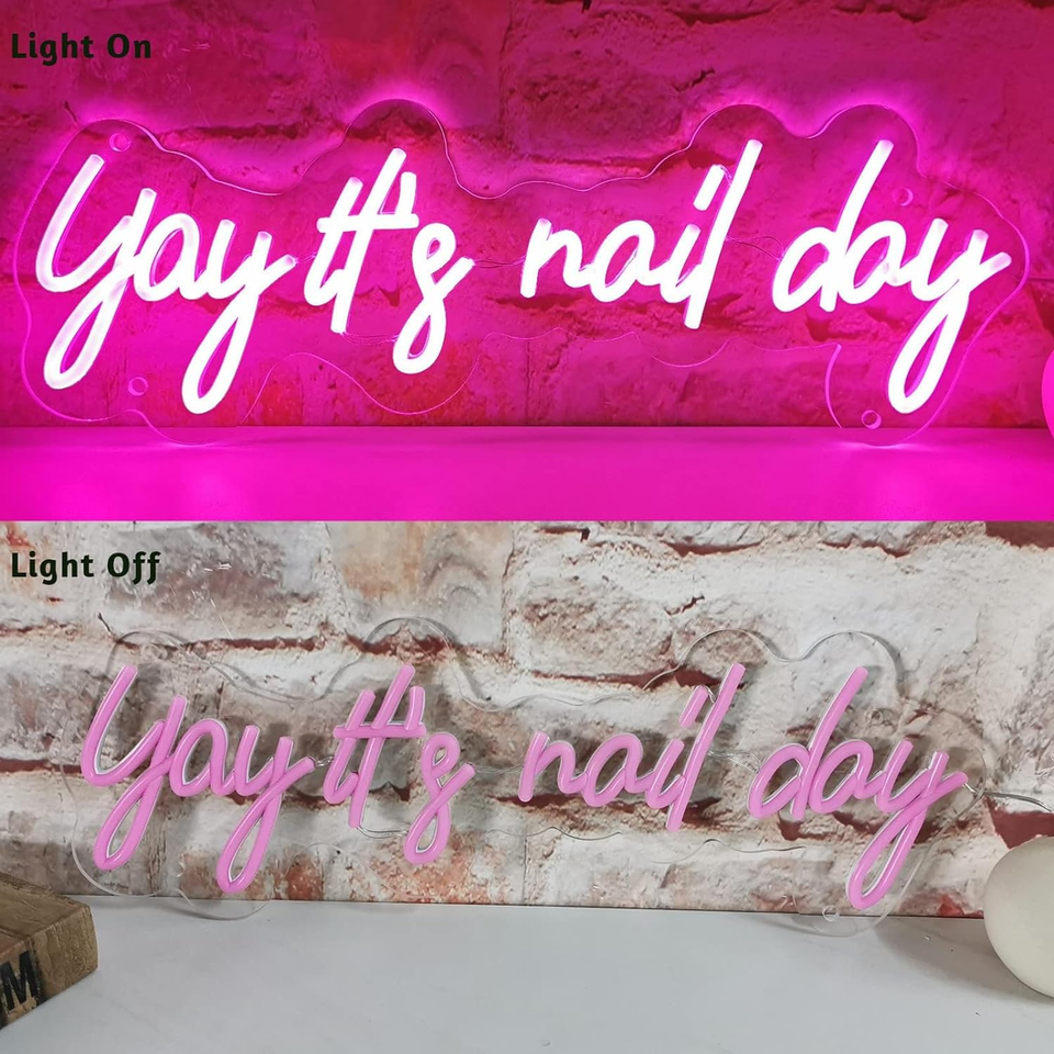 30" Yay Its Nail Day Neon Sign, Large Nails LED Sign, Timer Dimmer Nail