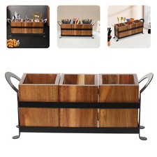 Rustic Wooden Utensils Holder Kitchen Cooking Utensils Organizer Cutlery Holder
