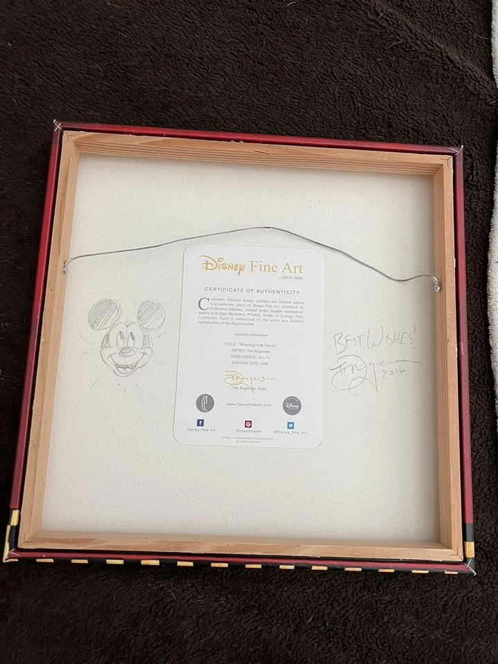 Wheeling With Flavor 14Hx14W Disney Mickey Treasures Tim Rogerson Signed Sketch - Image 4 of 4