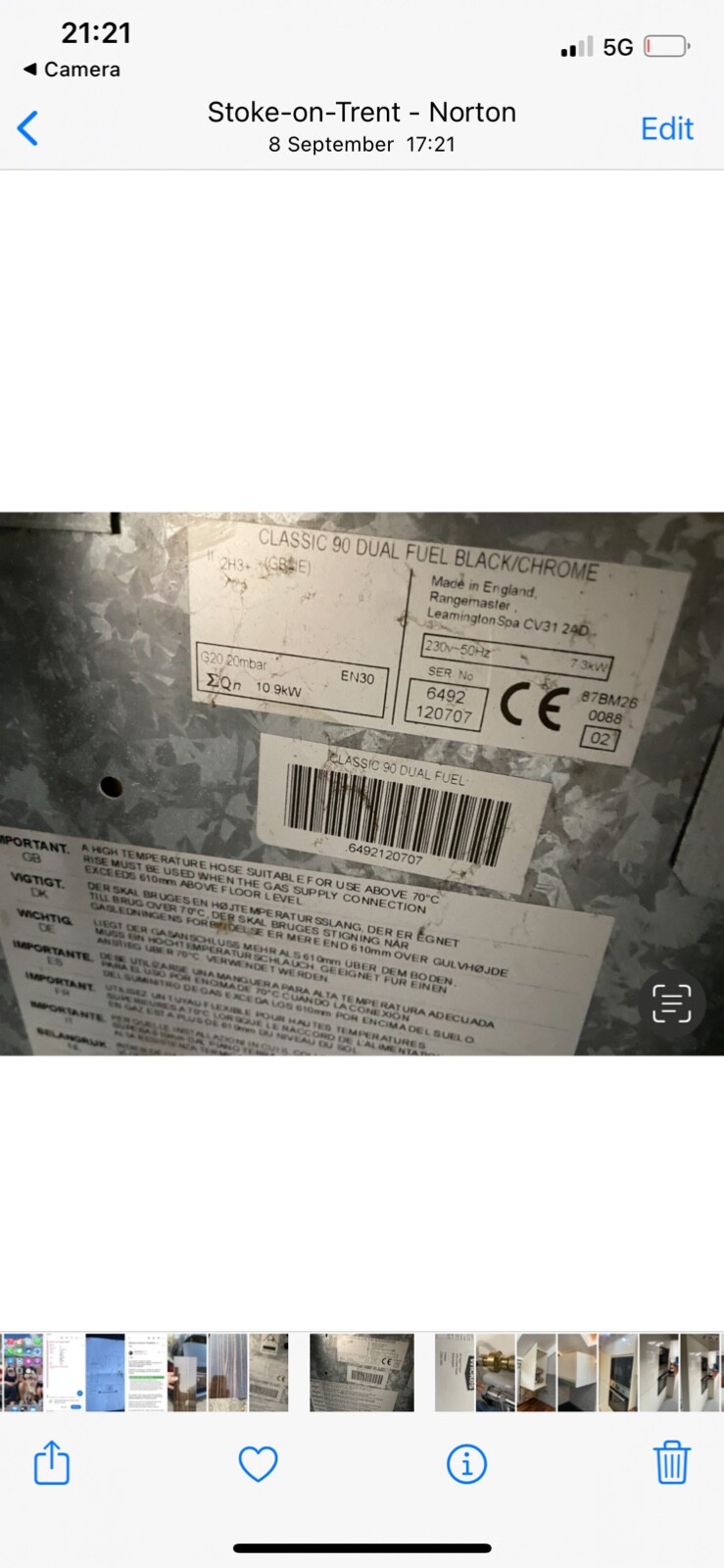 90cm dual fuel range cooker used gas Hob electric oven eBay