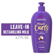 Aussie Miracle Curls Leave-In Detangling Milk, Paraben Free, 6.7 oz