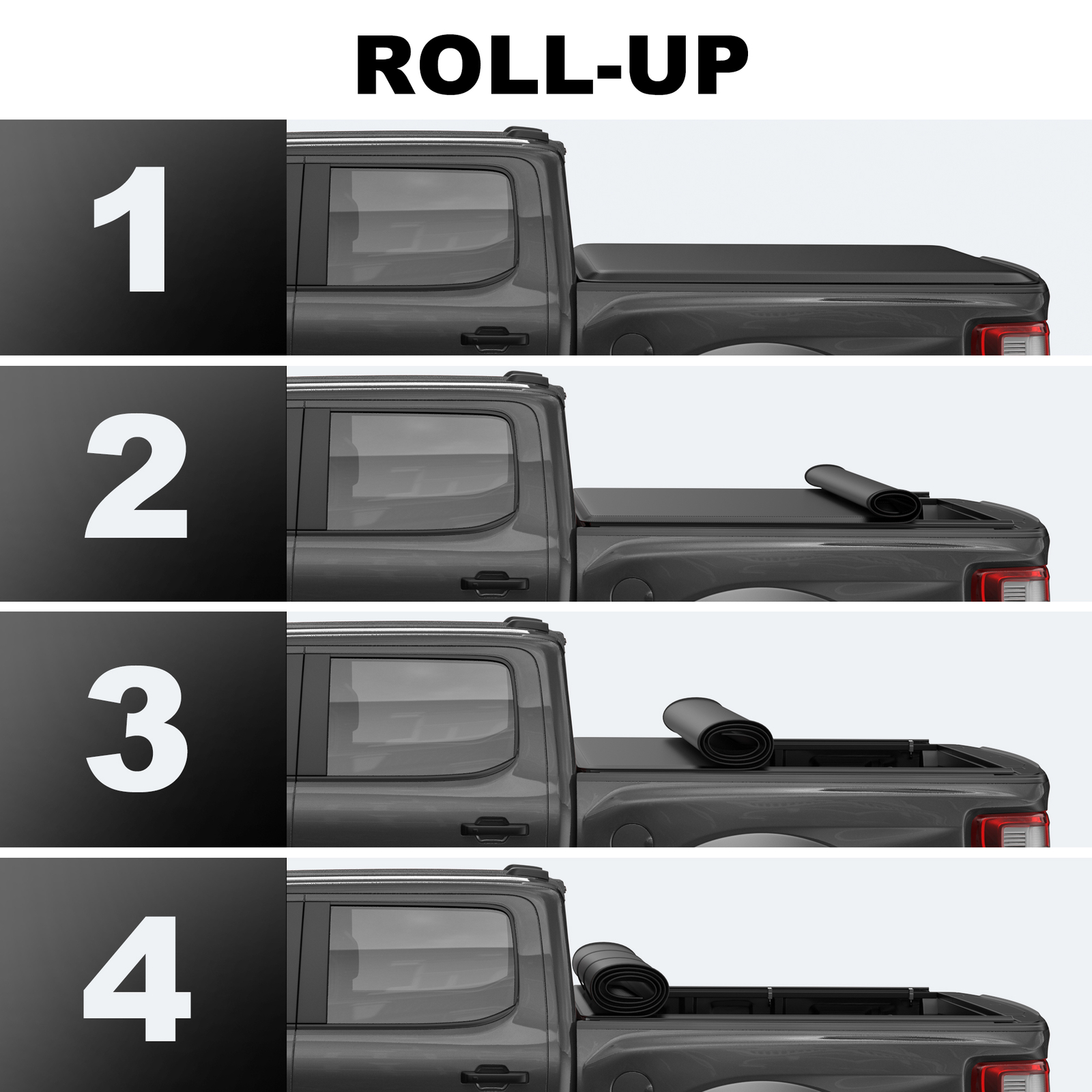 5FT Soft Roll-Up Truck Bed Tonneau Cover Waterproof For 2024 2025 Toyota Tacoma