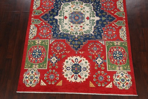 Vegetable Dye Super Kazak Oriental Area Rug Hand-knotted RED Home Decor 7'x10' - Picture 5 of 12