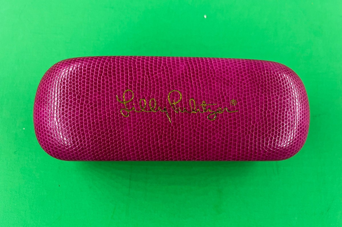 Lilly Pulitzer Pink and Green Sunglasses Case Lilly Pulitzer Pink Faux Lizard Skin Eyeglasses Sunglasses  main image 3