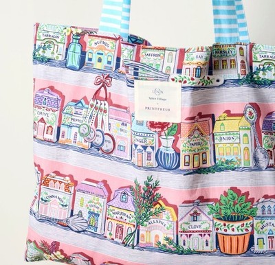 Lenox     Spice Village x Printfresh On-the-Go Tote Reusable Bag NEW