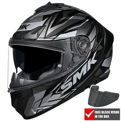 SMK Motorradhelm Typhoon Rival MA266 grau silber GRATIS dunkles Visier