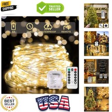 Fairy Lights Battery Operated with Remote, 33ft 100 LED Dimmable Twinkle Ligh...