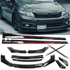 Front Bumper Lip Splitter +Side Skirts Rear Diffuser For Honda Civic Sedan