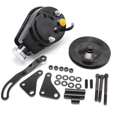 For SBC Chevy Black Saginaw Style Power Steering Pump with Single Groove Pulley