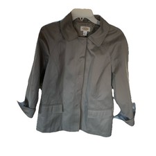 Womens Talbots Sz 14 Blazer 3/4 Sleeve Hidden Snap Closure, Grayish, Pockets