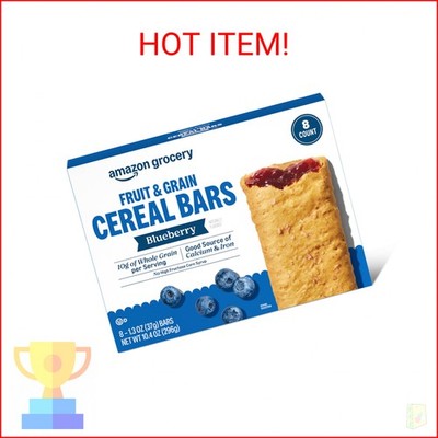 Amazon Grocery, Blueberry Fruit & Grain Cereal Bars, 1.3 Oz, 8 Ct