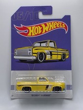 HOT WHEELS '83 CHEVY SILVERADO YELLOW METAL BASE WALMART EXCLUSIVE W/ PROTECTOR