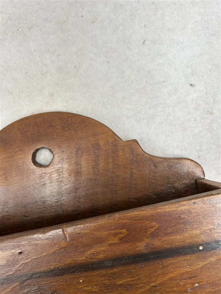 antique  wall box wood dovetailed 13x4 x3.5 handmade early primitive original - Image 3 of 4