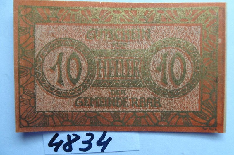 RARE  AUSTRIA  GOLD PRINT - MARKTGEMEINDE  RAAB - 10 Heller - AU/UNC - JPR 805