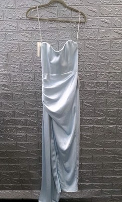 New Katie May Bita Strapless Satin Gown In Celestial Blue Size S