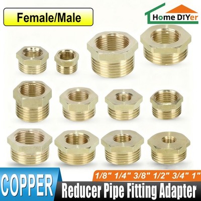 1/8''-1'' Male/Female Bushing Copper Thread Reducer Pipe Fitting Adapter Connector