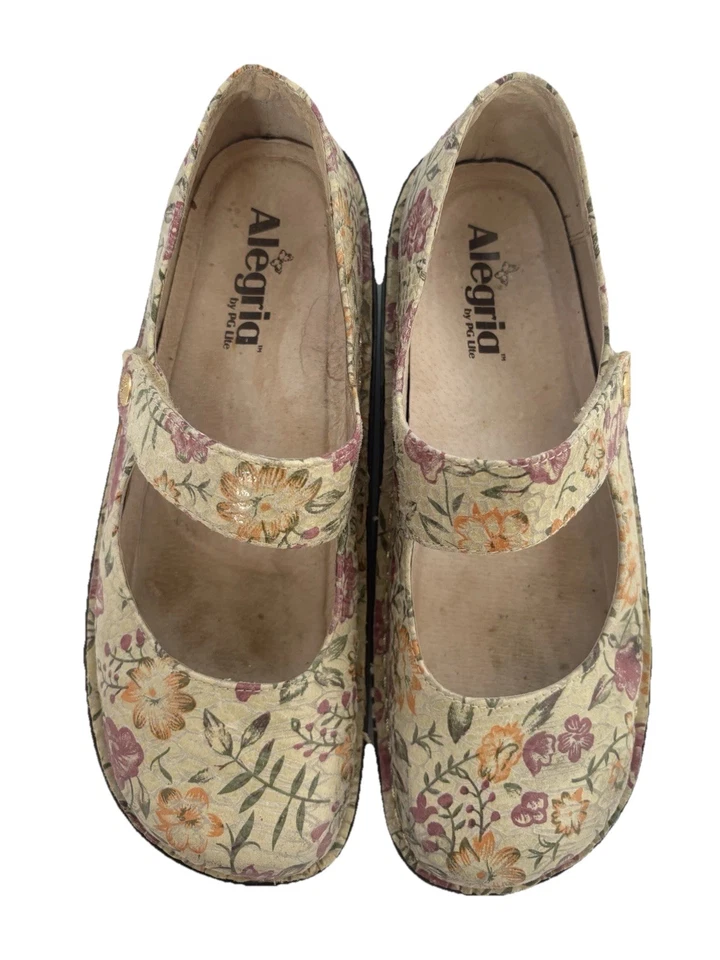 Zueco ALEGRIA Mary Jane para mujer talla 40/9,5-10 EE. UU. floral confort cottagecore Foto 2 de 4