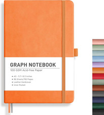 Graph Grid Paper Notebook, 192 Pages, A5 Medium Size 5.7'' x 8.3'' , 5 Squares