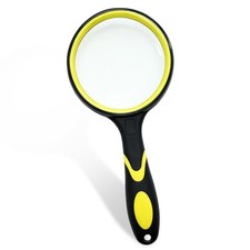 AskBed Premium 10X Magnifying Glass with Large 3 Inch (75mm) Lens - Yellow