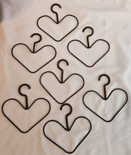 Lot 7 Vintage Tiny Metal Hangers Doll Clothes Crafts Heart Shaped 3"