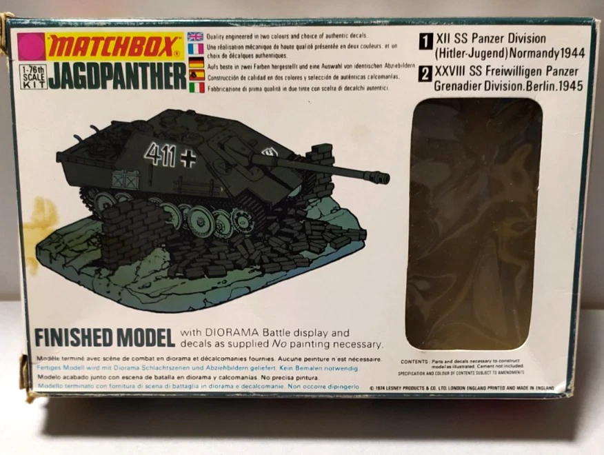 MATCHBOX USATO 1:76 KIT CARRO ARMATO JAGDPANTHER CON DIORAMA PK-80 - Immagine 2 di 4