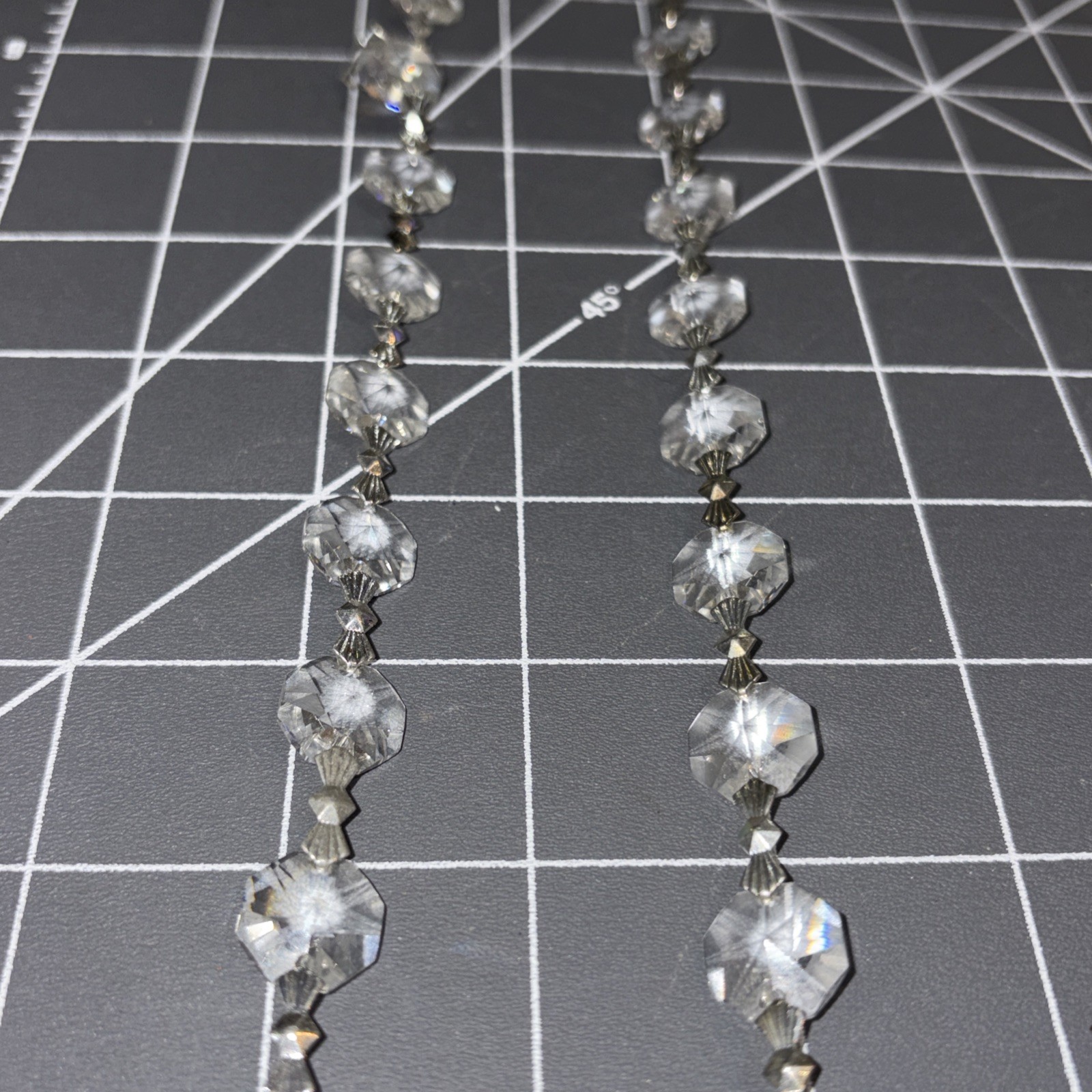 Appr 70 Inches Crystal  14mm Octagon Prism Garland Silver Bowtie Connector Chain