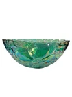 Vintage Indiana Green Carnival Glass Madeira Fruit Bowl Iridescent Green Blue