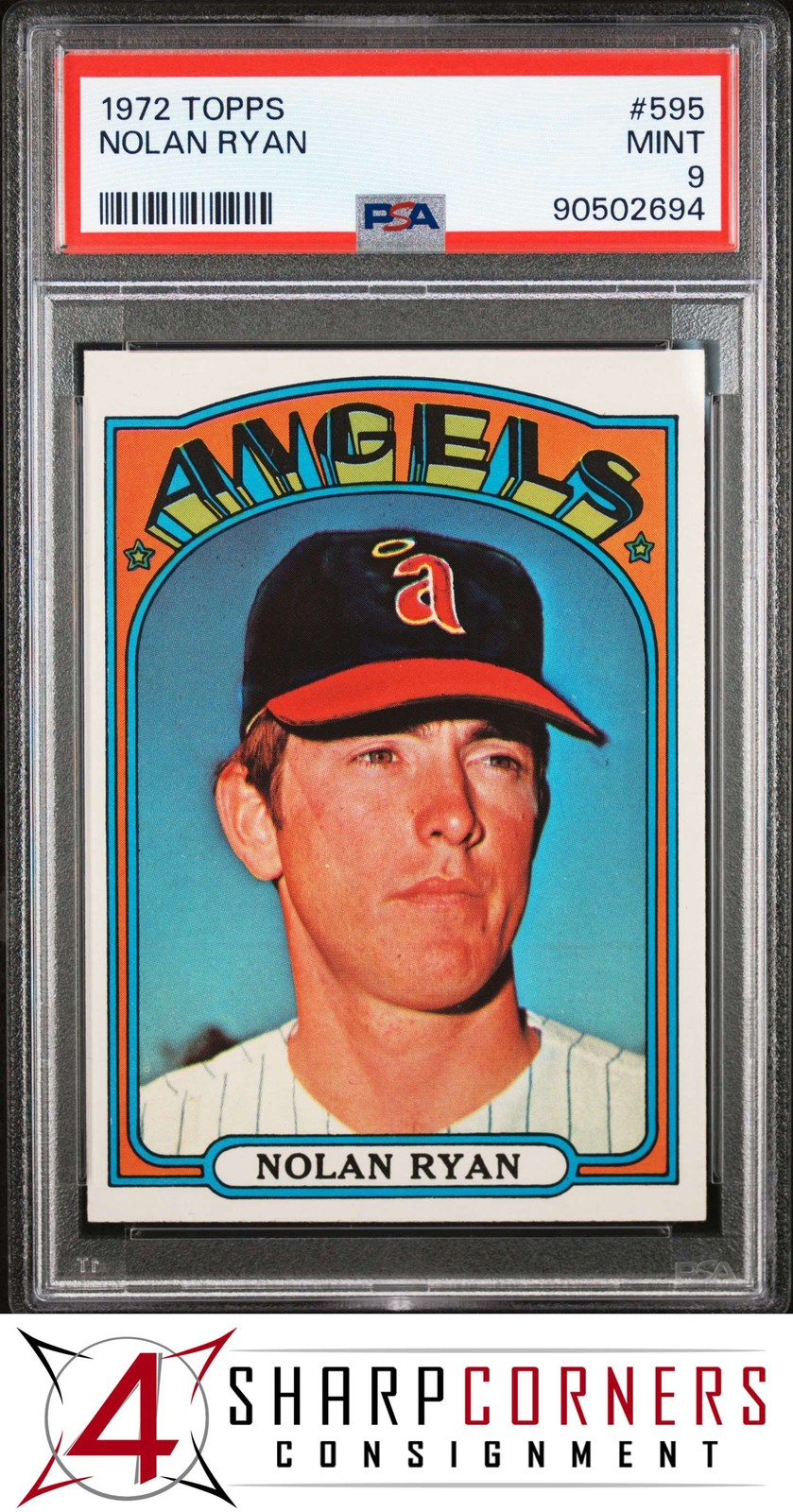 1972 TOPPS #595 NOLAN RYAN ANGELS HOF PSA 9