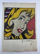 Roy Lichtenstein COA Art Painting Original Drawing Vintage Paper Signed