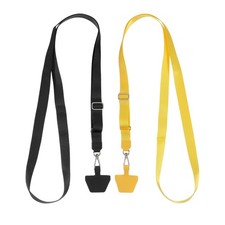 2Pcs Smart Phone Lanyard with 2 Patches, Black/Yellow 73-50cm 