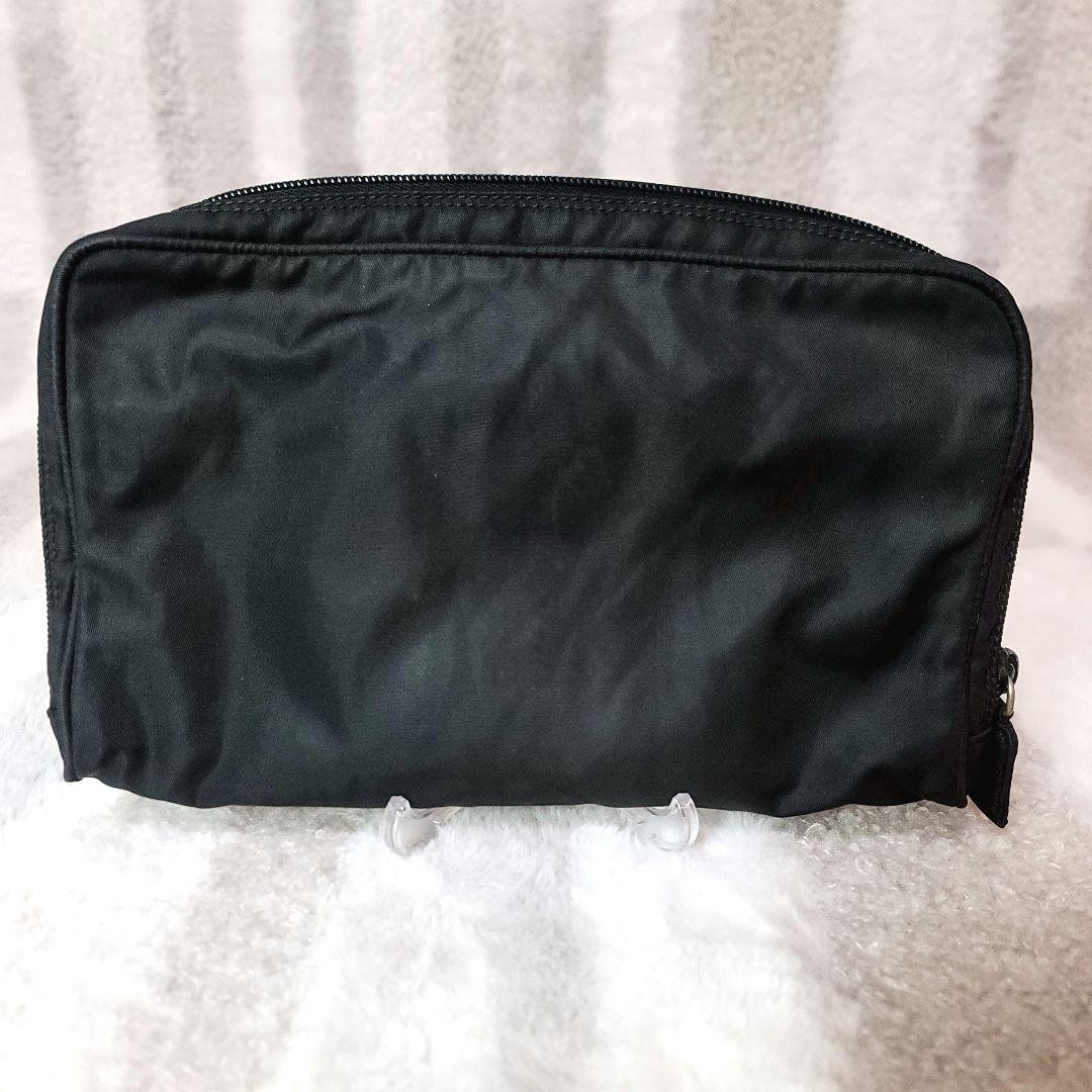PRADA Nylon Pouch Triangular Logo Black Womens Pu… - image 2