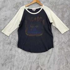 Junk Food Originals Vintage AC/DC Women's L Distressed Double Sided Baseball Tee