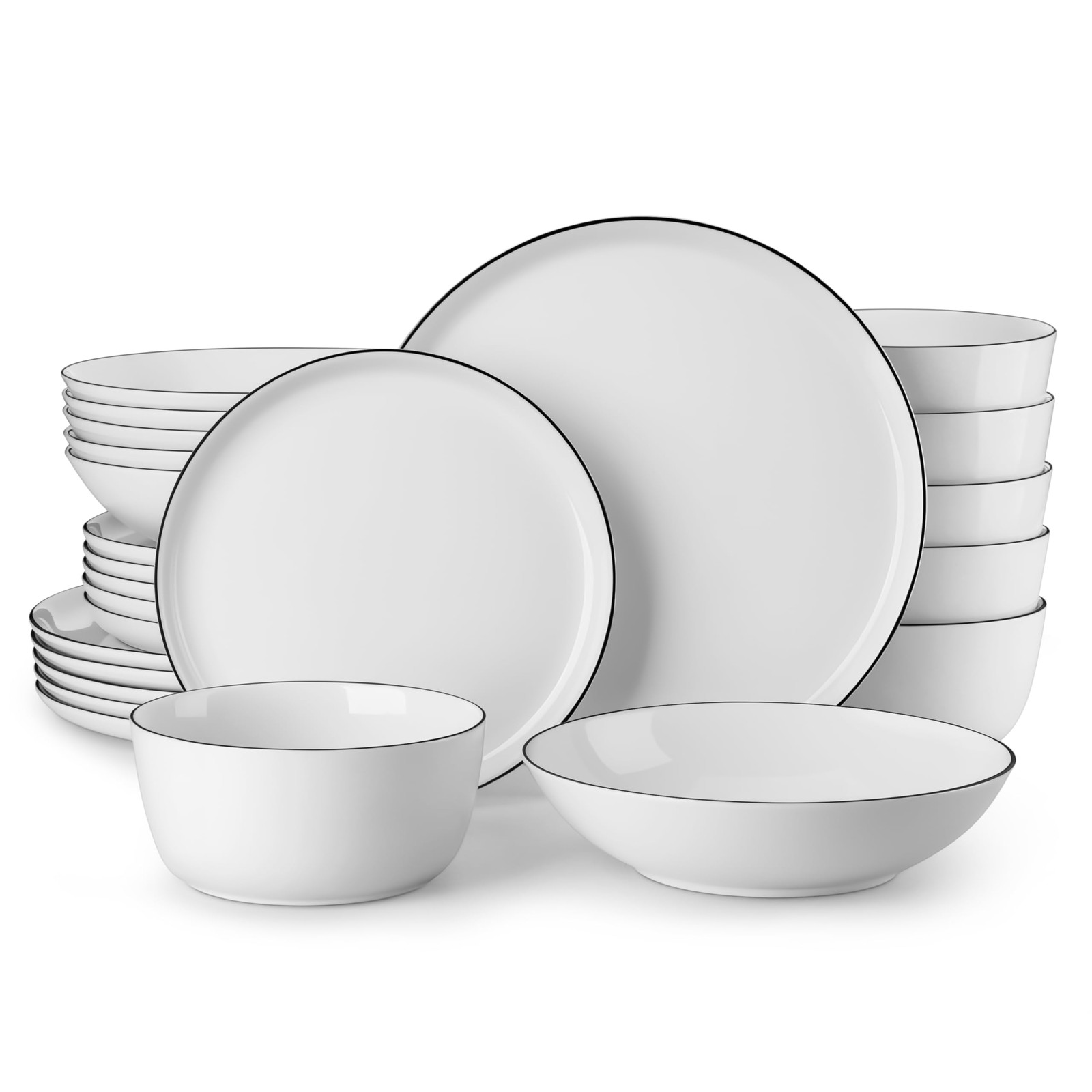 24 Pieces Porcelain Dinnerware Sets, Premium Plates and Bowl