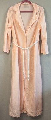 Gossard Artemis Vintage 1970 s Peach Retro Button Down Nightgown Robe Womens L