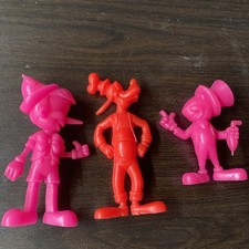 Lot Of 3 LOUIS MARX 1971 WALT DISNEY PLASTIC GOOFY Pinocchio Jiminy Cricket