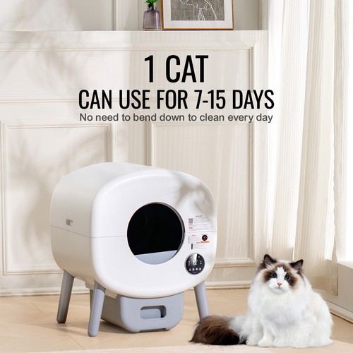 75L Self Cleaning Cat Litter Box with Odor Removal APP Control Sensor Gray - Picture 2 of 12