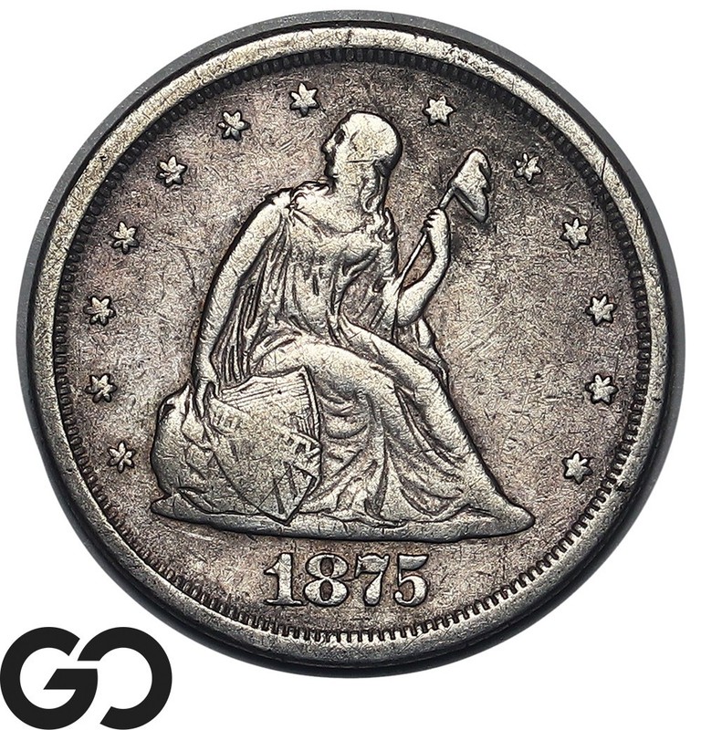1875-S Twenty Cent Piece *Key Date, Low Mintage* XF++