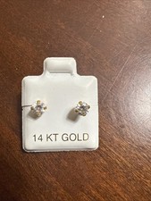 14 KT Yellow Gold Stud Earrings Back pierced