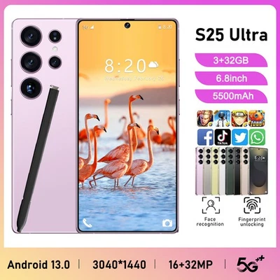 2025 S25 Ultra 5G Unlocked Smartphone Android Phone 6.8" Dual SIM Mobile Phones
