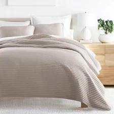 Noble Linens All Season Quilt 2-Piece Set with Sham Natural Brown Twin / Twin XL