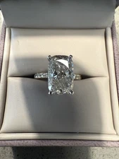 4.01 Lab Grown Elongated Cushion Diamonds Ring