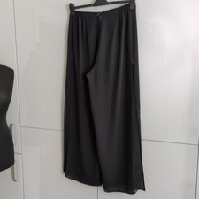 Size 14/16 Wide Leg Black Smart Trousers Double Layer Side Split